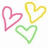 Pixelated heart shapes in pink, yellow, and green with black text reading "I Love Brion" on a white background.
