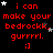 Red text on black background reads "i can make your bedrockk, gurrrrl. :)" with white and gray stars scattered across the image.