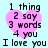 A static image with four identical pink heart-shaped icons on a light blue background, each containing numbered text and "I love you" below.
