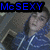 Two identical figures in blue hooded jackets with white drawstrings, positioned side-by-side against a gray background under pixelated text reading "McSEXY MUFFIN".