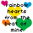 Pixelated heart-themed icon with text overlays, featuring multiple colored hearts and two distinct text phrases on a white background.