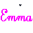 Pixelated pink text 'Emma Emma Emma' appears above a smaller 'Ru les' with two black chevrons, then fades to lighter pink and shifts position.
