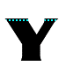 Five black Y-shaped figures with cyan dot patterns on a gray background, showing progressive animation of the dots filling in.