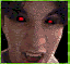 nine pixelated facial close-ups with changing eye colors and mouth expressions against a dark background