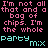 Pixelated text on black background with 'I'm not all that and a bag of chips. I'm the whole party mix' repeated, where 'party mix' changes color across frames.