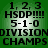 Green background with black text displaying '1, 2, 3', 'HSDP!!!!', '5-1-0', 'DIVISION', 'CHAMPS' in a