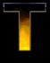 Animated sequence of a stylized 'T' character with gradient fill transitioning between yellow and brown tones against black background.