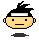Pixel art character with black spiky hair and white headband, shown in six variations across two on gray background