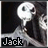 Animated contact sheet of a character with glowing white skull-like head and dark flowing hair, labeled "Jack" in pixelated text across six frames showing subtle pose variations.