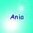 Pixelated blue text 'Ania' on a cyan background with shifting white light effects across four