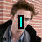 A four- shows a person with brown hair against a brick wall, with cyan text overlays changing