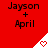Red background with repeated text 'Jayson + April' and white triangular icons containing red hearts, showing animation progression of heart pixel density.