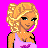 Pixelated cartoon-style contact sheet showing multiple frames of an animated icon with a blonde character in pink attire against a bright magenta background, displaying text phrases and body parts across sampled frames.
