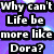 Pixelated text on a purple and blue gradient background with white light effects, split into two sections.