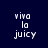 Pixelated text 'viva la juicy' appears in four positions on a dark blue background, with a red bar covering one line in each view.