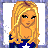 Pixel art contact sheet showing a female character in blue crop top and flared pants with long blonde hair, alongside text reading #1 Dancer on white background.
