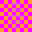 Pixelated text on a checkered background with animated pink lines forming and dissolving around the words.
