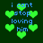 Pixelated green hearts and blue text 'i cant stop loving him' on dark green background, with varying heart sizes and positions across frames.