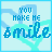 identical light blue square icons with 'YOU MAKE ME smile' text and a heart outline, showing subtle pixel variations across frames
