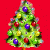 Pixelated Christmas tree with colorful ornaments on red background, adjacent to green text reading OriginalIcons.com.