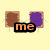 Pixelated cartoon characters with brown and purple bodies stand side-by-side on a light yellow background, displaying text phrases in orange and purple.