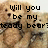 A pixelated teddy bear with text overlays in four : 'Will you be my teddy bear?', 'So I hold u close and', 'you won't care I love you <3', and a blank