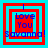 Four identical square display layered red and cyan borders with blue text reading "I Love You Savanna!" in a pixelated font