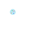 Light blue circular icon with scattered colored dots and repeated text "Hit With An M & M Snowball" in brown font.