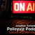 Pixelated red banner with 'ON AI' text above brown textured background and partially visible 'Podcast' text below.