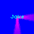 Blue background with four cyan 'Joke' texts and pink glowing lines forming a rectangular frame.