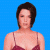 A pixelated image of a person in a red spaghetti-strap top against a blue background, with green text reading "Original Icons .com" on the right side.