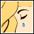 Animated close-up of a cartoon character's face with closed eyes, yellow hair, and a single blue teardrop falling from the right eye.