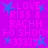 A static image with a bright purple background featuring repeated pink text and blue star shapes arranged in a pattern