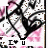 Animated icon shows a black-outlined heart with pink floral background, where the text below changes from 'I ♡ U' to 'I U'.