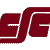 Maroon and white pixelated logo with stylized 'EF' letters, featuring a thick white outline and a curved connecting element between the characters.