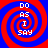 Four identical spiral patterns with red and blue concentric rings, each containing white text reading DO AS I SAY in a vertical arrangement.