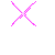 Six pink X-shaped pixel art icons arranged in a on gray background, varying in size and line thickness with some showing partial or fragmented lines