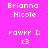 Pixelated text displays 'Brianna Nicole' and 'power [; x3' on a split purple background with two distinct shades.