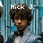 Pixelated image of a person with curly brown hair in a light blue suit and black bow tie against vertical striped background, text overlays change across frames.