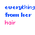 Pixelated text in blue and pink on white background, with repeated phrases about a person's personality being fake to the viewer.