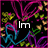 Animated icon with black background, pink and blue wave patterns, yellow-green dots, and white text reading "Im Crush!n On You Brad<3".