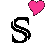 Pixelated text spelling 'SHEILY' with alternating black and pink letters, surrounded by pixelated hearts in matching colors on a white background.