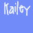 A 4-frame animated contact sheet showing variations of the name 'Kailey' in white and pink pixelated text with heart symbols on a solid blue background.