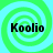 Four identical pixelated display "Koolio" text over green and cyan spiral backgrounds with no visible animation changes