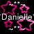 Pixelated pink star shapes and white text on a black background with small gray dots.