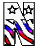 A vertical stack of six pixelated 'N' shapes with star accents, displaying color variations across frames.