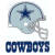 A 50x50 pixel animated contact sheet showing two frames of a Dallas Cowboys-themed buddy icon with a helmet and text on the left, and "Original Icons .com" branding on the right.