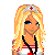 Pixel art buddy icon featuring a blonde nurse character with red cross headband and clipboard, alongside text reading 'lets play doctor:' in pixelated font.