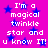 Pixelated text and blue stars on a bright pink background, repeated in a pattern with no visible animation changes