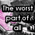 A static image with black text on a grayscale background featuring pink accents, displaying four segments of the phrase "The worst part of all is seeing the way you look at her.".